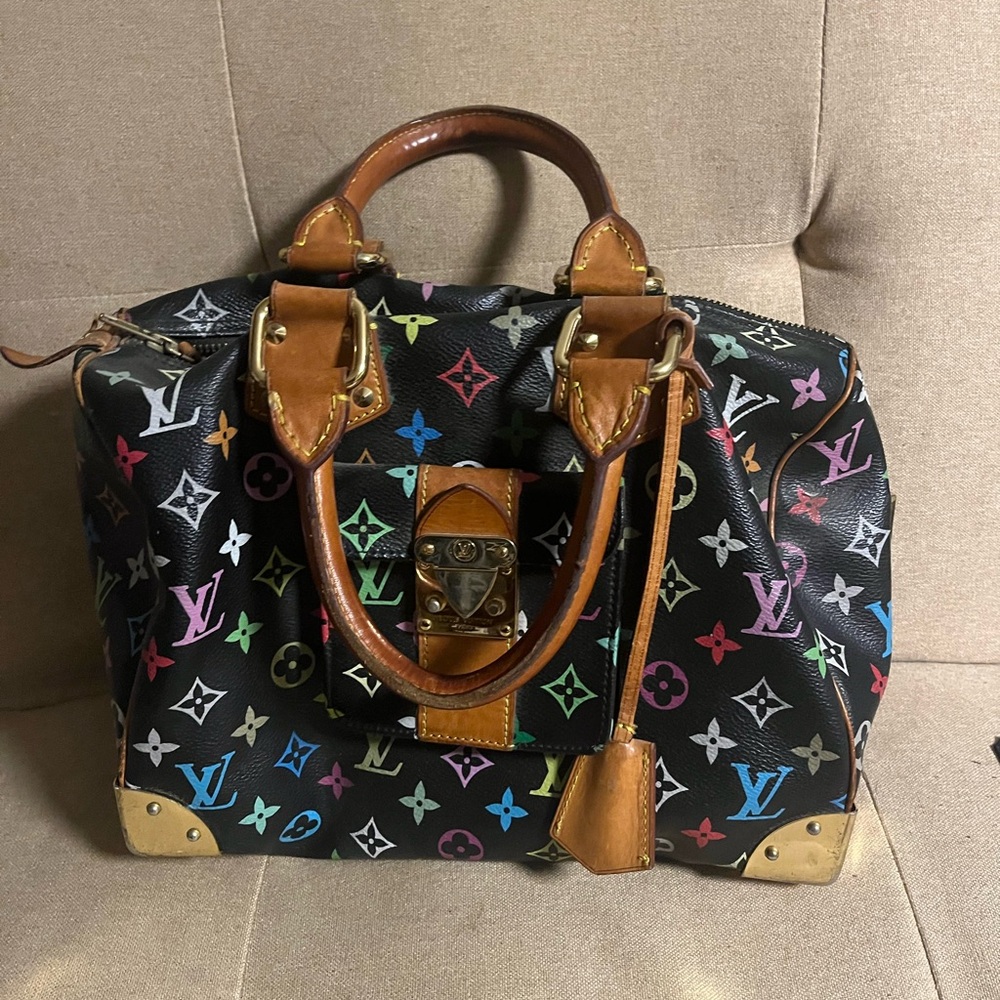 Louis Vuitton Black Multicolor Monogram Canvas Speedy 30 Satchel